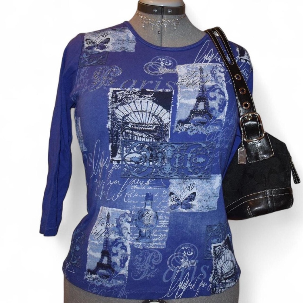 Y2k vintage Blue Canyon Paris top